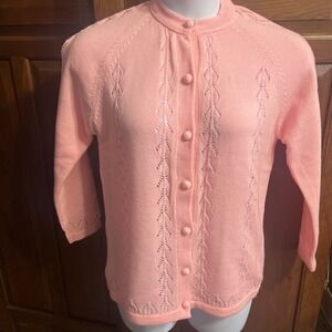 Vtg Women's Cardigan Pink Size 40‎ Button Up Americana  Knitting Mills of Miami